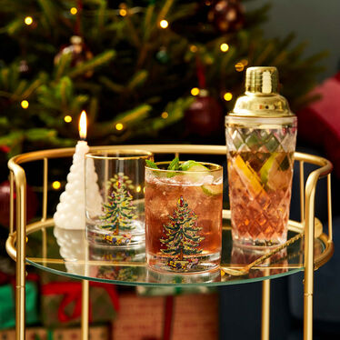 Christmas Tree Set of 4 Lowball Glasses